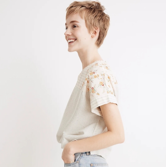 Madewell x The New Denim Project Patchwork Top In Railroad Stripe - Picture 14 of 15